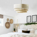 Axyaa Boho Wabi Sabi Fabric Chandelier: Creamy Nordic Style Handmade Pendant Lamp