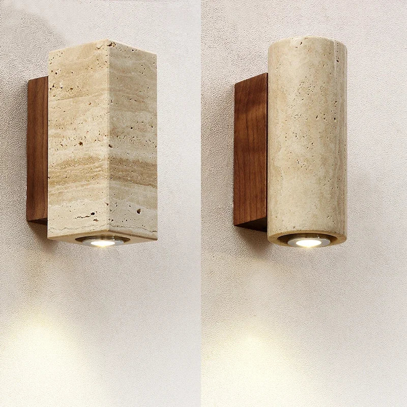 Axyaa Yellow Marble LED Wall Lamp for Bedroom and Living Room