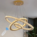 Axyaa Crystal Luxury Pendant Lights with Remote Control - Smart Hanging Chandelier for Home