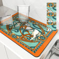 Axyaa Flower Plant Horse Kitchen Drying Mat - Quick Dry Absorbent Draining Pad