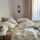 Axyaa Korean Retro Floral King Size Cotton Bedding Set with Sheets