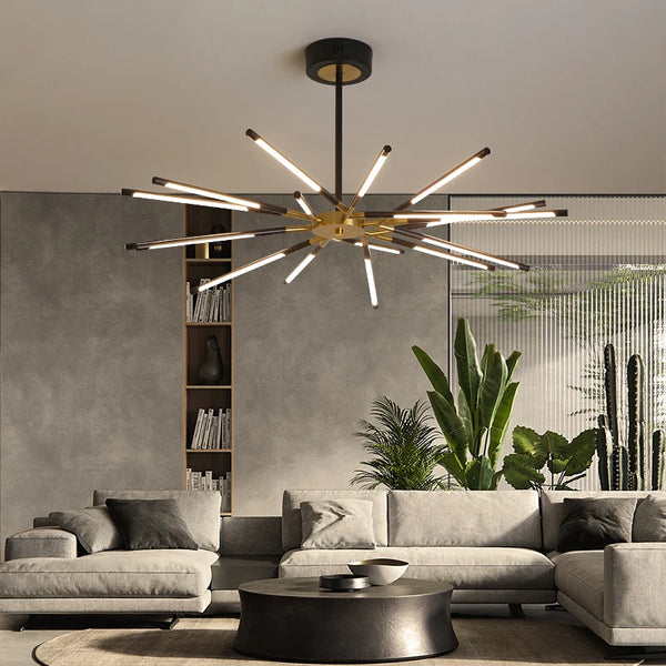 Axyaa Nordic Gold Dimmable LED Chandelier: Illuminate Your Modern Living Space