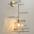 Axyaa Glass Copper LED Wall Lights with Knob Switch - Modern Bedside Lamp