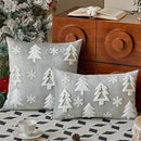 Axyaa Velvet Christmas Tree Cushion Cover, Embroidered Snowflakes, Home Decor