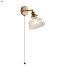 Axyaa Clear Glass Wall Light Fixture with Pull Chain Switch & LED Rotation