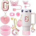 Axyaa Cup Accessories Set for 30oz 40oz Stanley Cup - Silicone Boot, Handle Charm, Initials Sticker