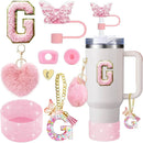 Axyaa Cup Accessories Set for 30oz 40oz Stanley Cup - Silicone Boot, Handle Charm, Initials Sticker