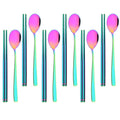 Axyaa Rainbow Stainless Steel Dinner Set - 8/10Pcs Luxury Cutlery & Tableware