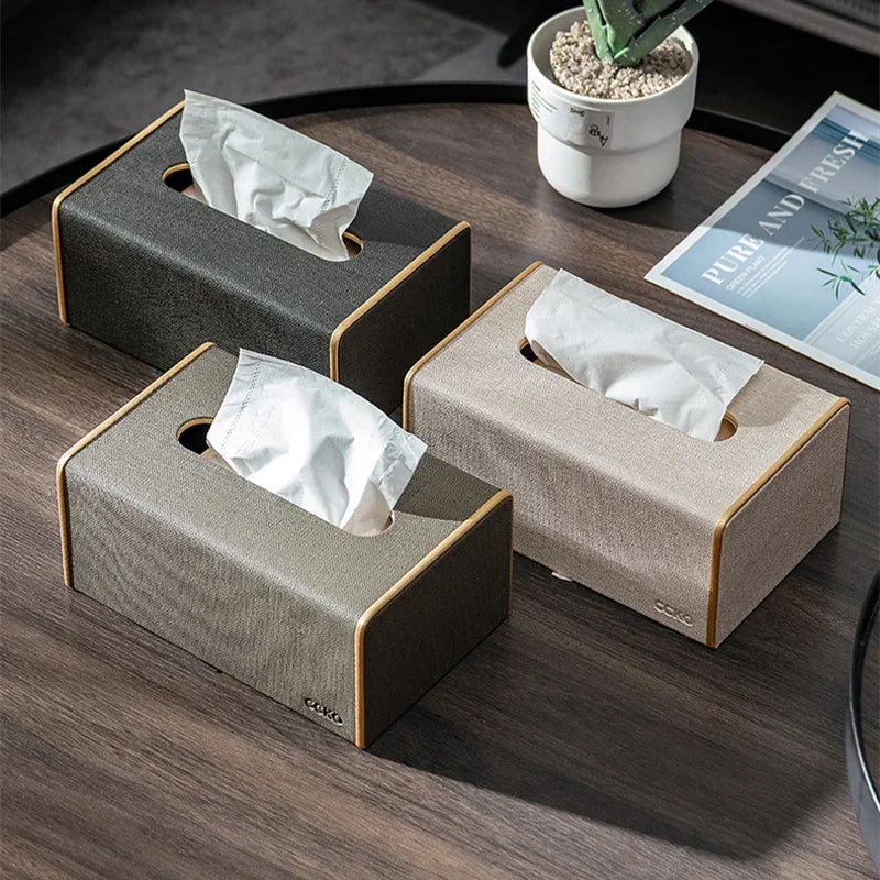 Axya Leather Tissue Box with Paper Drawer for Stylish Home & Hotel Decor