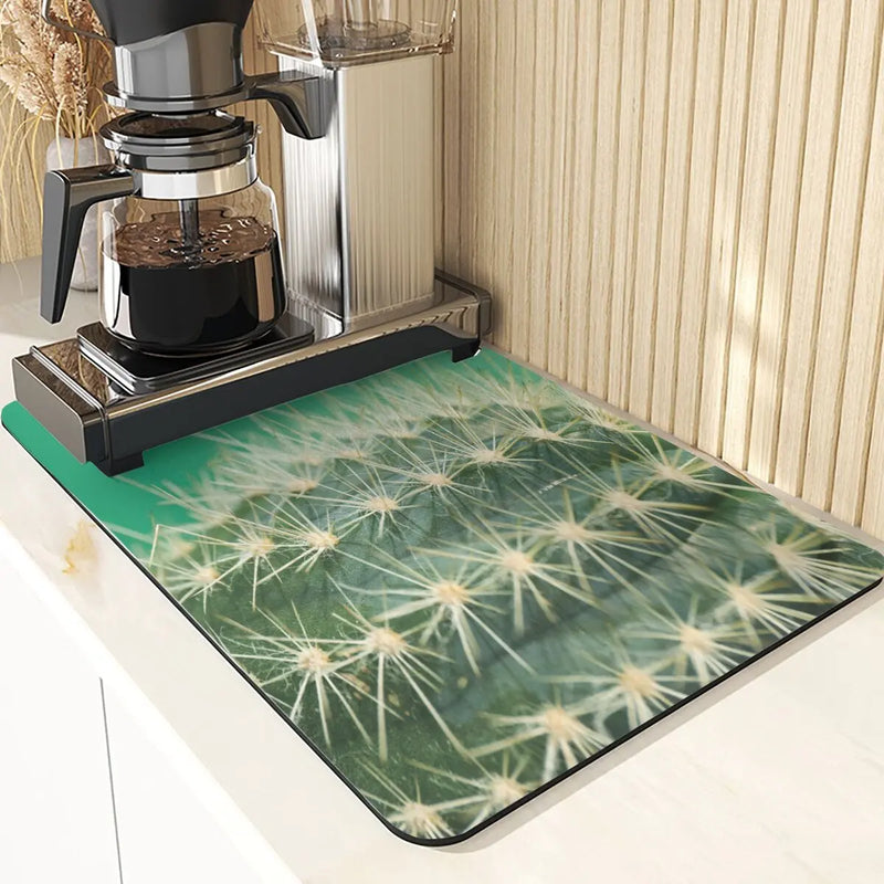 Axyaa Cactus Silicone Coasters Set for Kitchen Table - Absorbent Drying Mat