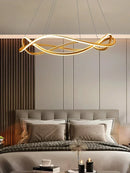 Axyaa Line Art LED Chandelier Modern Designer 3D Curved Pendant Lamp for Home Decor