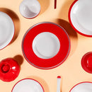 Axyaa Double Color Red/White Banquet Tableware: Hot Pot Round Dish