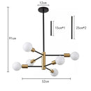 Axyaa Modern Nordic Sputnik Black LED Chandeliers, 4/6/8-Light Pendant Ceiling Fixtures