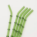 Axyaa 11Pcs Green Glass Straws Set with Brush - High Borosilicate Drinkware