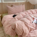 Axyaa Nordic Pink Stripes Cotton Duvet Cover 150x200 Girl's Room Comforter Set