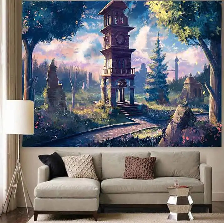 Axyaa Cherry Blossom Tree Forest Tapestry Wall Hanging for Bedroom Decor