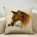 Axyaa Fox Linen Pillowcase - Nordic Animal Theme Decorative Cushion Cover 45x45cm