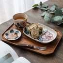 Axyaa Japanese Porcelain Plate Set: Okinawa Rose Glaze Natural Ceramic Rice Bowl
