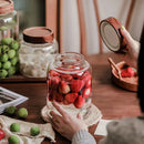 Axyaa Glass Mason Storage Jar With Bamboo Cover for Kitchen Grains & Tea