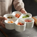 Axyaa Irregular Shape Ceramic Dinner Plate Multi Grid Sushi Tray Solid Color Cutlery Plate