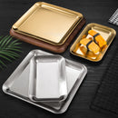 Stainless Steel Food Tray Set by Axyaa: Buffet, Steak, Meat, Bread, Snack Plates