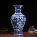 Axyaa Blue White Porcelain Vase Antique Chinese Ceramic Home Decor Flower Arrangement