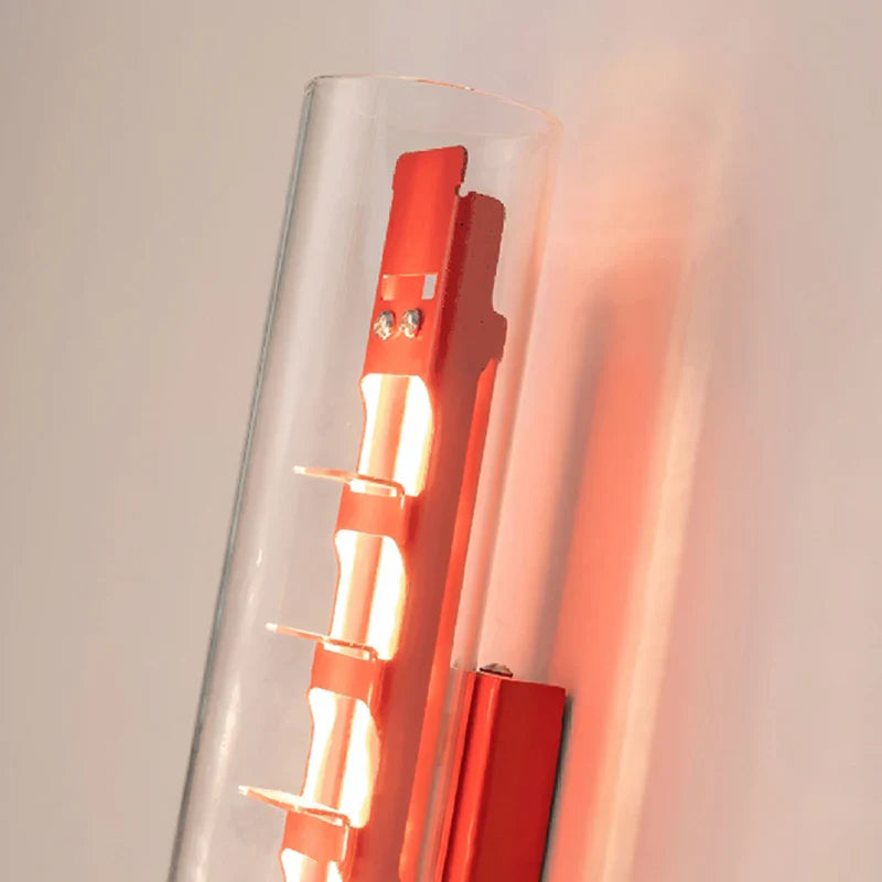 Axyaa Clear Glass Red Metal LED Wall Light for Indoor Spaces