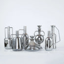 Axyaa Silver Glass Vase with Geometric Handle: Elegant Kettle for Living Room Decor