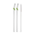 Axyaa 200*8mm Leaf Glass Straws for Smoothie Cocktail Coffee Juice Drinks