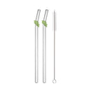 Axyaa 200*8mm Leaf Glass Straws for Smoothie Cocktail Coffee Juice Drinks
