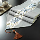 Axyaa Chinese Style Retro Table Runner with Tassel - Home Decor Embroidery Textile