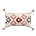 Axyaa Rainbow Tufted Cushion Cover with Tassels - Boho Cotton Canvas Pillow Case