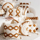 Axyaa Boho Beige Brown Jacquard Embroidery Pillowcase 45X45cm
