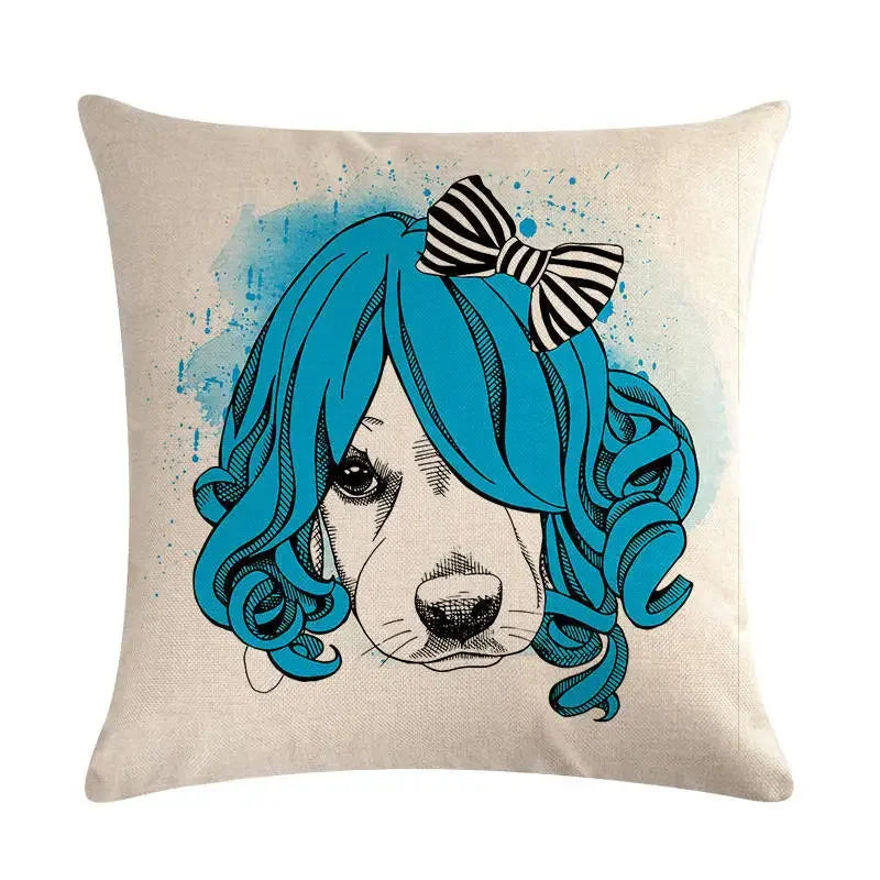 Axyaa Cartoon Animal Flax Cushion Cover for Sofa - Fashionable and Fun Design