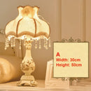 Axyaa Princess Style Bedside Lamp Retro Fabric Decor for Bedroom