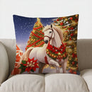 Axyaa White Horse Decorative Throw Pillow Cover