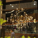 Axyaa Modern Gold Crystal Chandelier for Living Room & Kitchen Island - LED Firework Hanging Light