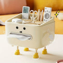 Axyaa Multifunction Tissue Box with Lid, Remote Holder, Phone Stand Organize
