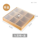 Axyaa Bamboo Snacks Tray with Lid and Nine Lattice Compartments