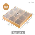 Axyaa Bamboo Snacks Platter with Lid - Nine Lattice Dried Fruit & Nut Tray