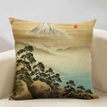 Axyaa Japanese Landscape Ukiyo Style Cushion Cover 45x45cm Art Decor Linen Pillow Case