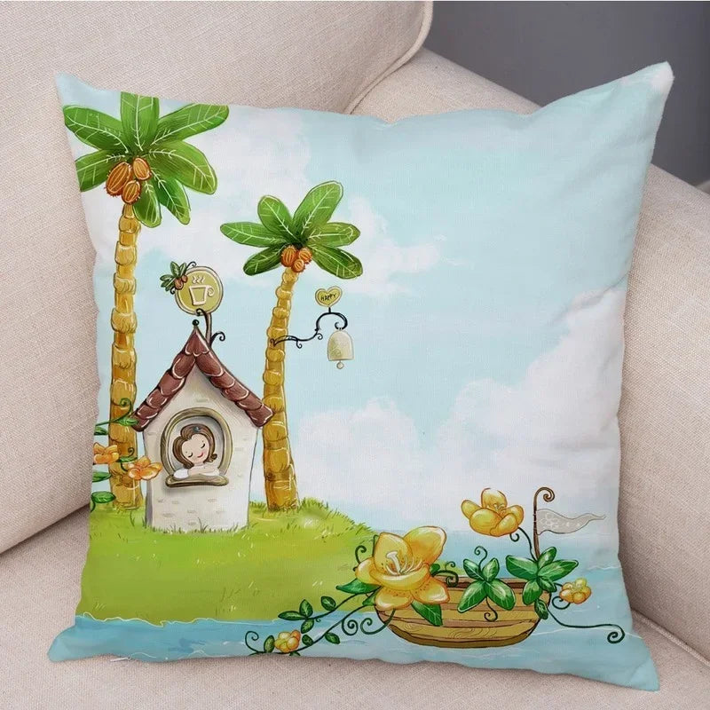 Axyaa Cartoon Design Pillowcase for Children's Room, Sofa, Home Decoration 45*45cm