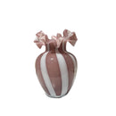 Axyaa Striped Glass Vase with Wavy Edge - Vintage Floral Arrangement Accessories