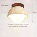 Axyaa Nordic Wood Yellow Travertine LED Ceiling Light for Modern Home Decor