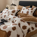 Axyaa Leopard Print Thickened Fleece Jacquard 4-Piece Bed Set