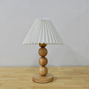 Axyaa Vintage Wooden Table Lamp with Pleated Shade and LED Bulb