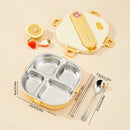 Axyaa Square Stainless Steel Lunch Box Set with Compartments and Leak-proof Design