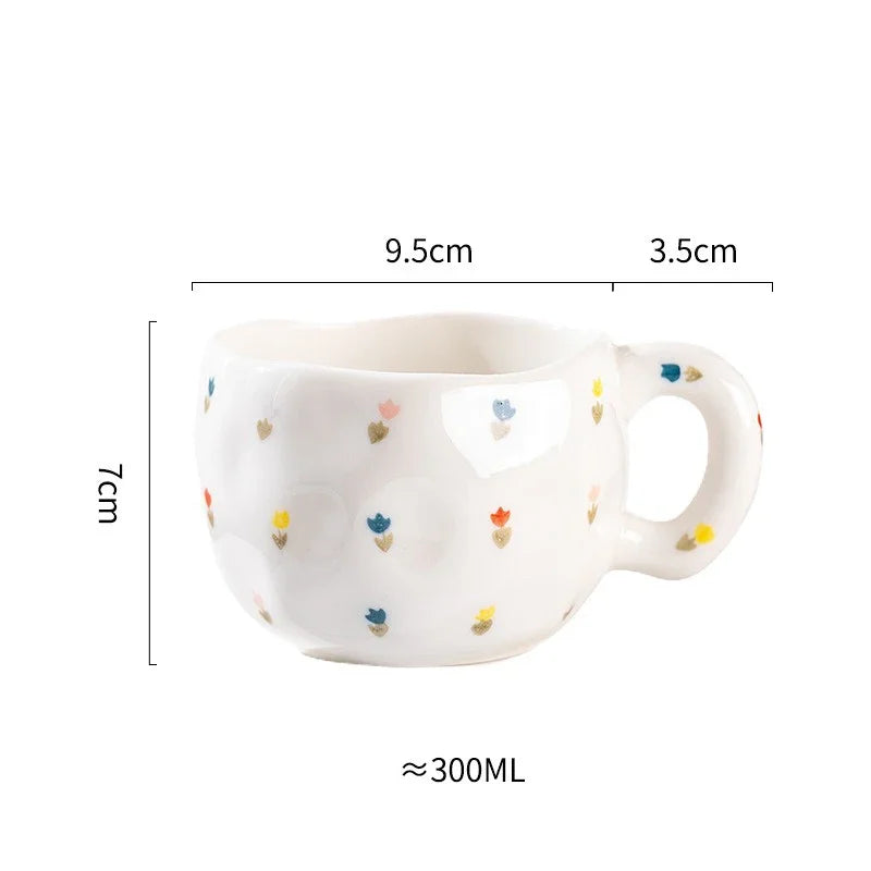 Axyaa Ceramic Mug: Irregular Pattern Coffee Cup for Creative Gifts