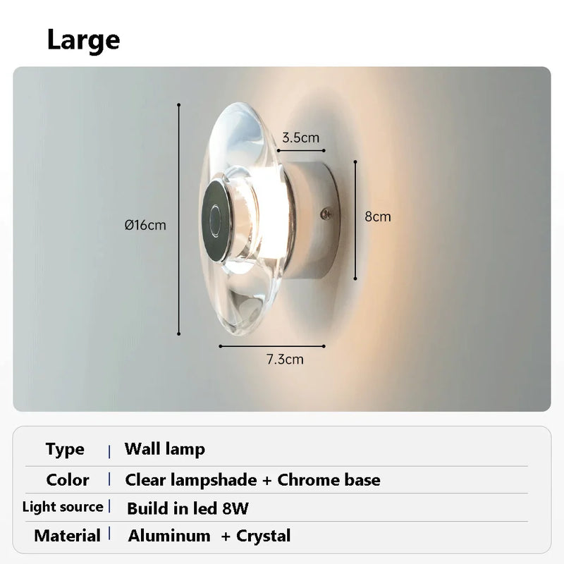 Axyaa Round Crystal LED Wall Sconce for Bedroom and Living Room