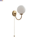 Axyaa Glass Ball LED Wall Light Fixture Gold Brass Base Nordic Bedroom Bedside Lamp